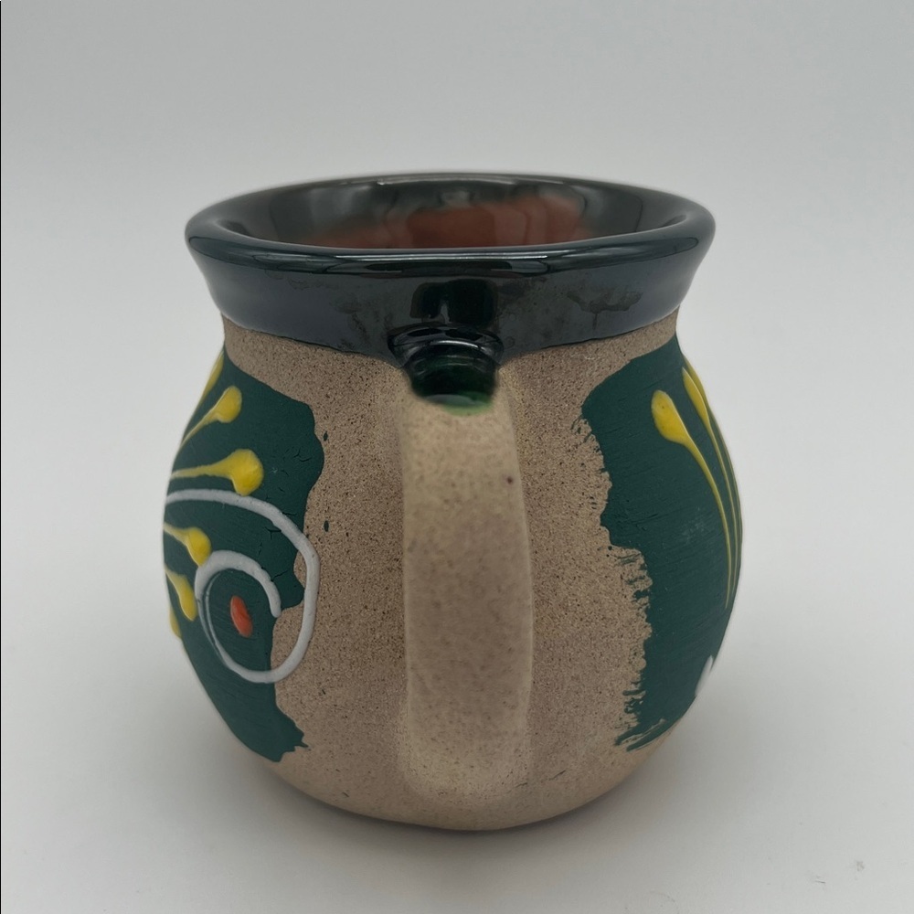 Handmade Ceramic Pottery “Jarrito” Mug Mexican Style Green & Yellow Glazed - Picture 4 of 8